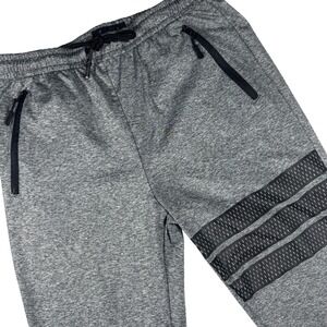 Public Record Standard Fit Jogger Pants Mens Small Grey Heathered Striped Zip